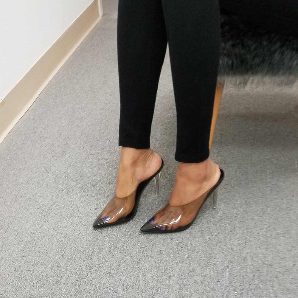 Cape Robbin Cinderella Black Mule Lucite Mule - Picture 1 of 7